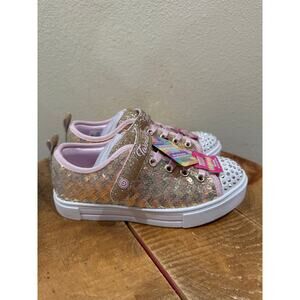 Skechers Kids' Twinkle Sparks - Sequin Party sneakers pink gold size 2 new
